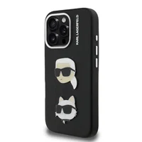 Zadní kryt Karl Lagerfeld Grained PU K&CH Heads pro Apple iPhone 16 Pro Max, šedá