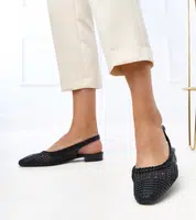 Gemre Black Lacy Slingback Ballet Flats Eve