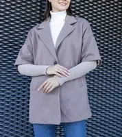 Gemre Dark beige coat with sweater sleeves Sameha