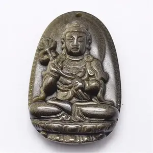 Natural Golden Sheen Obsidian Carven Pendants