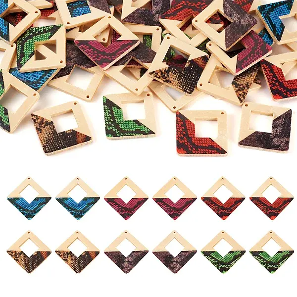 36Pcs 6 Colors Spray Painted Wood Big Pendants