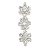 Brass Pave Clear Cubic Zirconia Three Flower Links Connector Charms