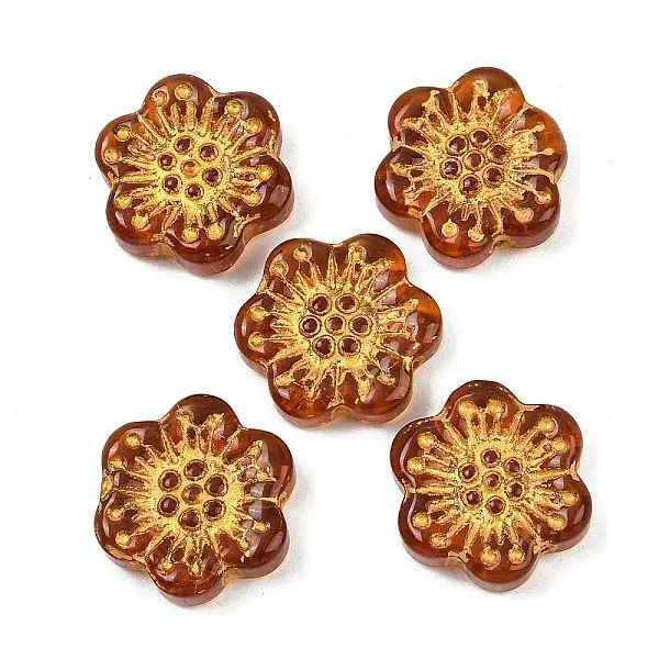 Baking Paint and Golden Metal Enlaced Glass Beads