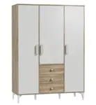 Třídveřová šatní skříň kaylla - dub sofia, bílá