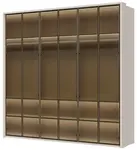 Šestidveřová prosklená šatní skříň s rámem baptiste - béžová