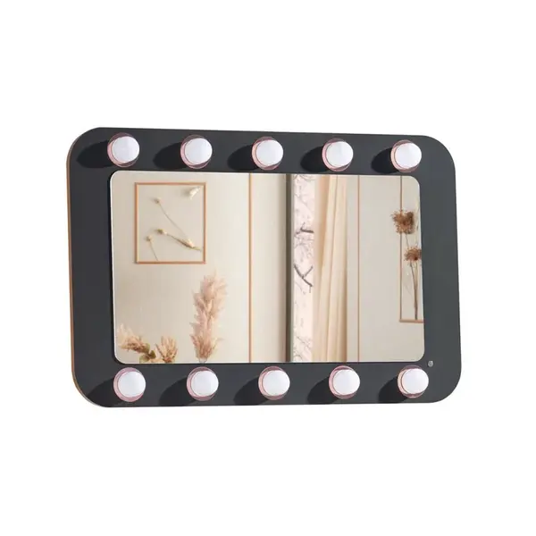 Závěsné zrcadlo s osvětlením khalisa - černá