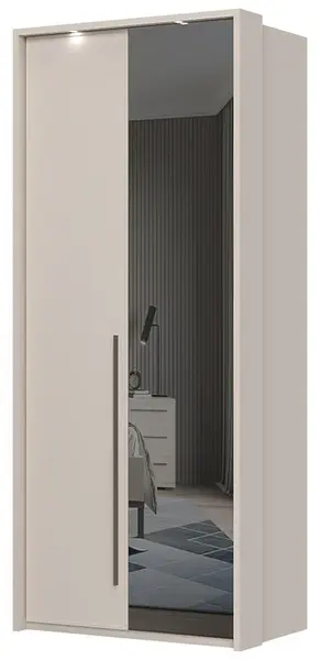 Dvoudveřová šatní skříň se zrcadlem a led osvětlením baptiste - béžová