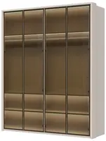 Čtyřdveřová prosklená šatní skříň s rámem baptiste - béžová