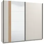 Posuvná šatní skříň se zrcadlem katharos-béžová/dub artisan - s led