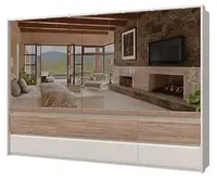 Sedmidveřová šatní skříň se zrcadly a led osvětlením artemisia - dub