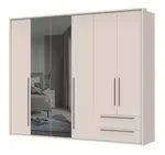 Šestidveřová šatní skříň baptiste se zásuvkami a zrcadlem - béžová
