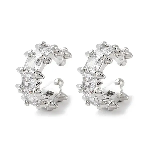 Fence Brass Micro Pave Cubic Zirconia Cuff Earrings for Women