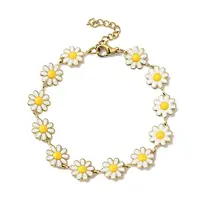 Ion Plating(IP) Enamel Flower Link Chain Bracelet