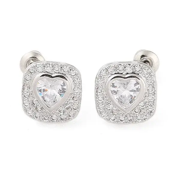 Rack Plating Brass Micro Pave Cubic Zirconia Stud Earrings