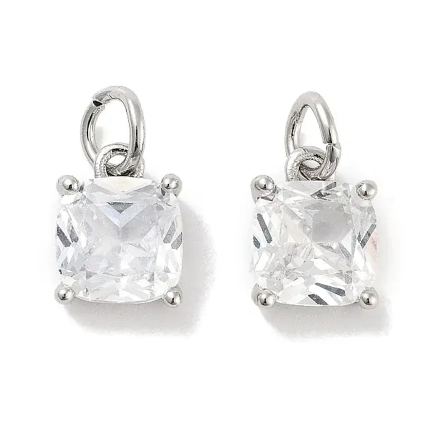 Brass Micro Pave Cubic Zirconia Charms