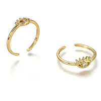 Brass Micro Pave Clear Cubic Zirconia Cuff Rings