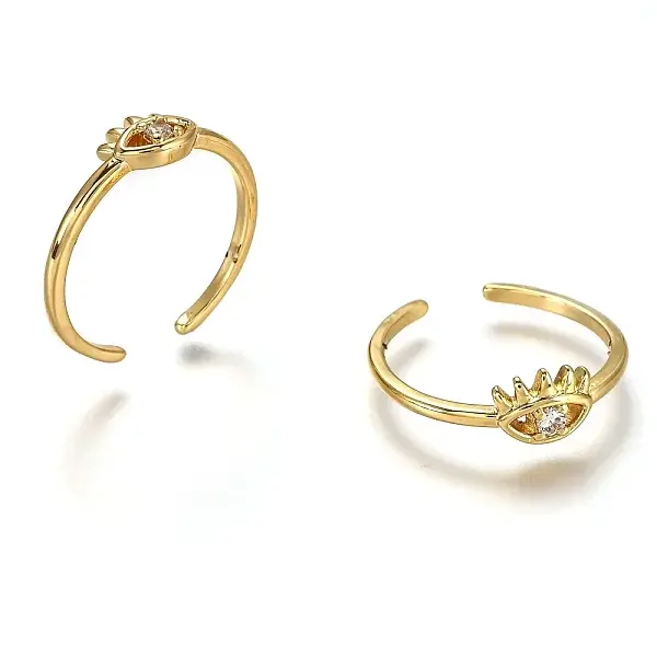 Brass Micro Pave Clear Cubic Zirconia Cuff Rings