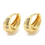 Brass Micro Pave Cubic Zirconia Hoop Earrings