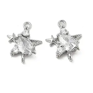 Brass Pave Clear Cubic Zirconia Connector Charms