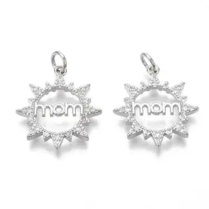 Brass Micro Pave Clear Cubic Zirconia Pendants