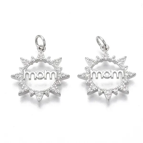 Brass Micro Pave Clear Cubic Zirconia Pendants