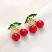 Cherry Brass ABS Plastic Pearl Stud Earrings