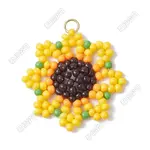 2Pcs Beaded Sunflower Charms