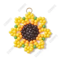 2Pcs Beaded Sunflower Charms