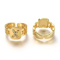 Brass Micro Pave Clear Cubic Zirconia Cuff Rings