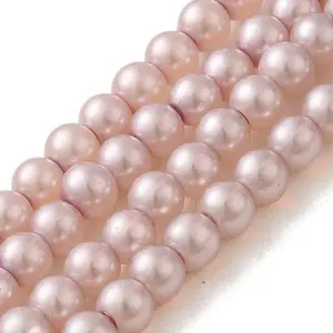 Baking Painted Pearlized Glass Pearl Round Bead Strands