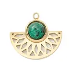 Ion Plating(IP) 304 Stainless Steel Pendants with Synthetic Sesame Jasper Cabochon