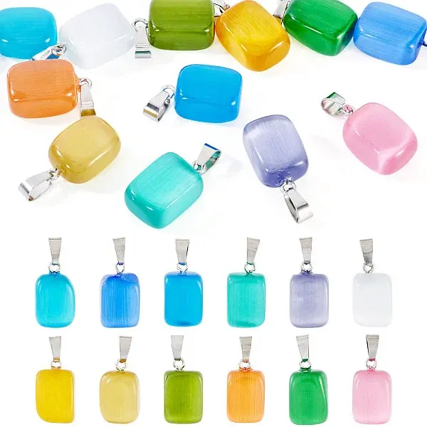 12Pcs 12 Colors Cat Eye Pendants