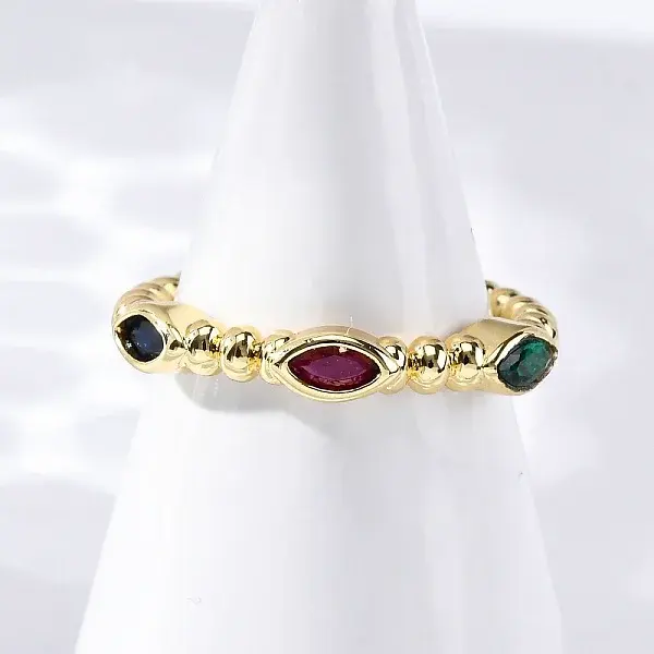 Brass Micro Pave Cubic Zirconia Cuff Rings