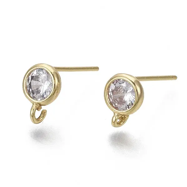 Brass Micro Clear Cubic Zirconia Stud Earring Findings