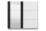 Šatní skříň s posuvnými dveřmi a zrcadlem ancona - bílá/černá