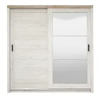 Šatní skříň s posuvnými dveřmi a zrcadlem henry - dub bílý/dub šedý