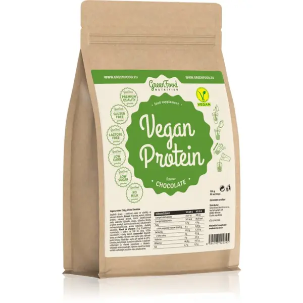 GreenFood Nutrition Vegan Protein veganský protein příchuť Chocolate 750 g