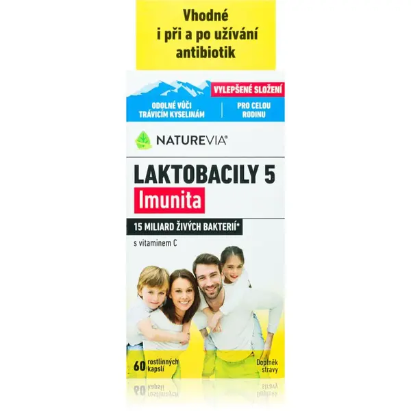 NatureVia Laktobacily 5 Imunita kapsle pro podporu imunitního systému 60 cps