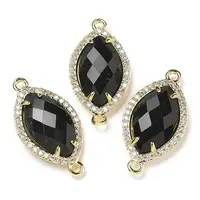 Natural Obsidian Faceted Horse Eye Connector Charms