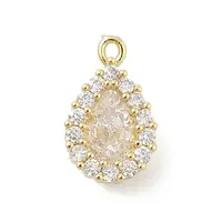 Brass Micro Pave Clear Cubic Zirconia Charms