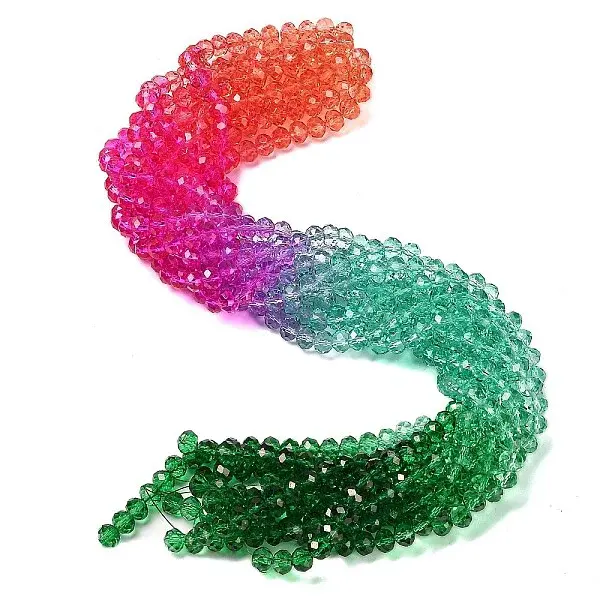 Transparent Painted Glass Beads Strands