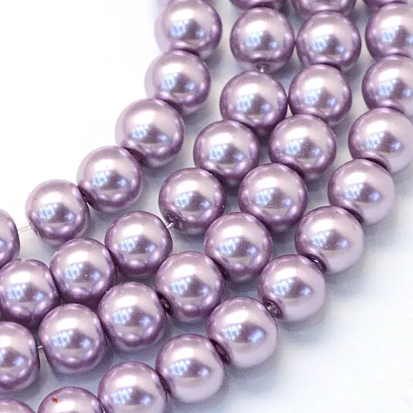 Baking Paint Pearlized Glass Pearl Round Bead Strands
