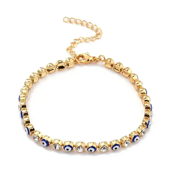 Flat Round with Evil Eye Link Chain Bracelet