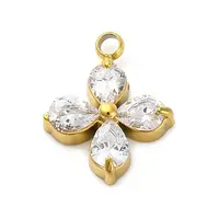 304 Stainless Steel Micro Pave Cubic Zirconia Pendants