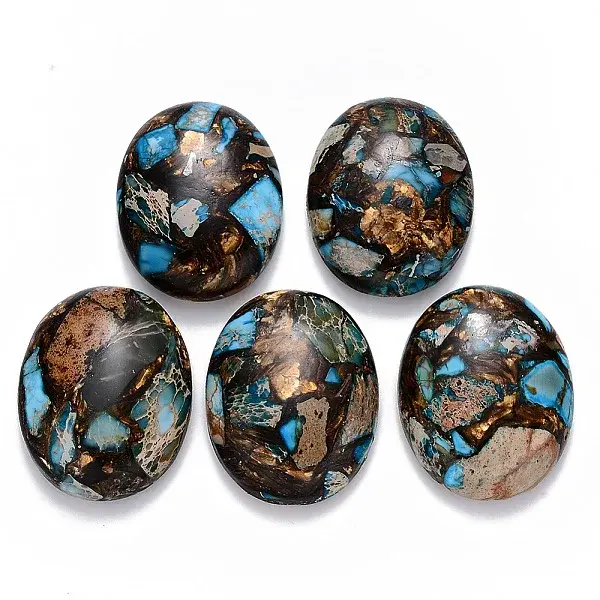 Assembled Synthetic Imperial Jasper and Bronzite  Cabochons
