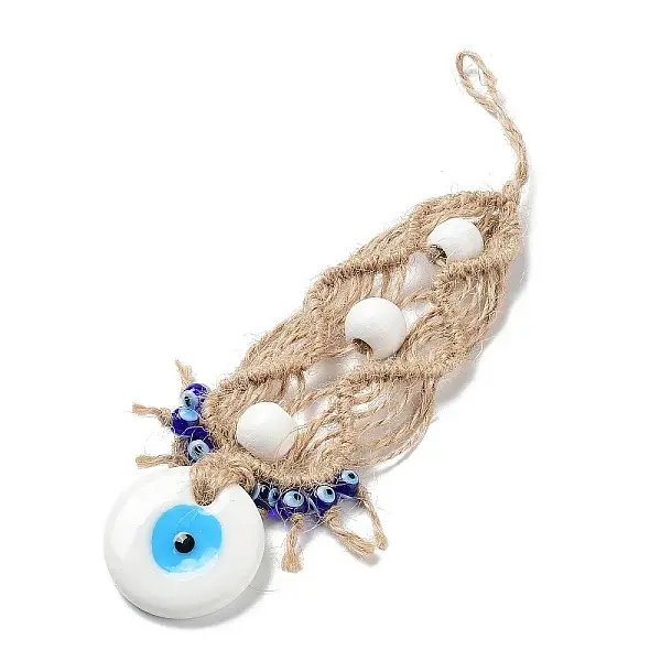 Flat Round with Evil Eye Glass Pendant Decorations
