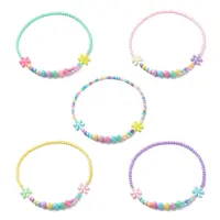 Flower Opaque Acrylic Stretch Kid Necklaces