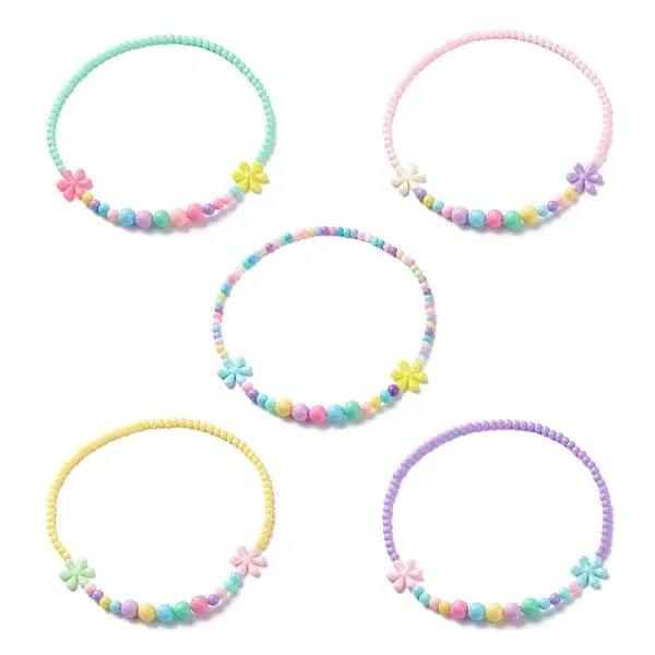 Flower Opaque Acrylic Stretch Kid Necklaces