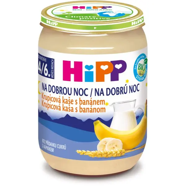 Hipp BIO kaše na dobrou noc krupicová s banánem dětský příkrm 190 g