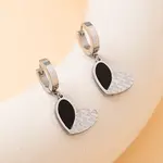 Vintage Fashion 201 Stainless Steel & Shell Heart Hoop Earrings for Women